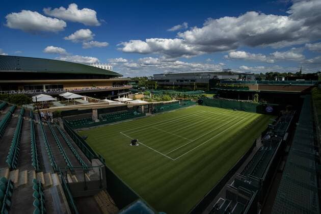 Sport Bilder des Tages 30th June 2019,The All England Lawn Tennis and Croquet Club, London, England; Wimbledon tennis tournament preview day; View of the all England Lawn Tennis and Croquet Club from above show court 18  ActionPlus12149486 ShaunxBrooks