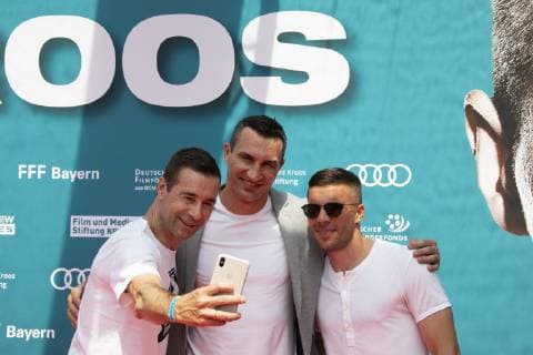 Kroos The Film World Premiere Cinedom Cologne Germany Date 30 06 2019 From left Kai Plum Wladimir Klitschko Lukas Podolski