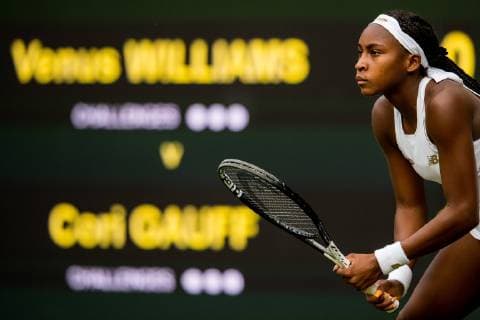 190701 Cori Gauff of USA competes in women s first round singles match during Wimbledon on July 1, 2019 in London Photo Vegard Wivestad Grott BILDBYRAN kod VG 170364 bbeng wimbledon wimbledon 2019 tennis day 1 dag 1 dam usa,  Copyright: VEGARDxWIVESTADxGRoTT BB190701BB755