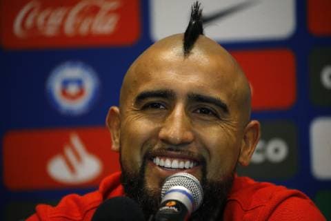 Fußball, Copa America, Nationalteam Chile Pressekonferenz Futbol, conferencia de prensa de Arturo Vidal Copa America 2019 El jugador de la seleccione chilena Arturo Vidal se dirige a los medios de comunicacion durante la conferencia de prensa realizada en el hotel Novotel de Porto Alegre, Brasil. 01 07 2019 Andres Pina Photosport Football, Arturo Vidal press conference, PK, Pressekonferenz Copa America Championship 2019 Chile s player Arturo Vidal speaks to the medias during the press conference held at the Novotel hotel in Porto Alegre, Brazil. 01 07 2019 Andres Pina Photosport Conferencia de prensa de Arturo Vidal, Copa America 2019 