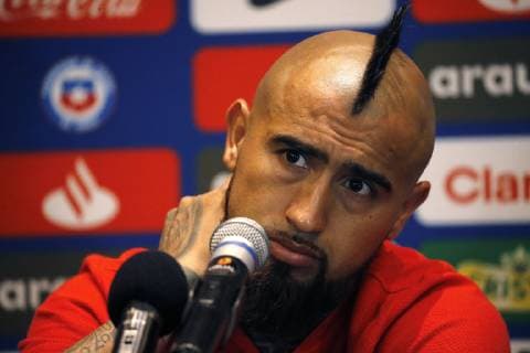 Fußball, Copa America, Nationalteam Chile Pressekonferenz Futbol, conferencia de prensa de Arturo Vidal Copa America 2019 El jugador de la seleccione chilena Arturo Vidal se dirige a los medios de comunicacion durante la conferencia de prensa realizada en el hotel Novotel de Porto Alegre, Brasil. 01 07 2019 Andres Pina Photosport Football, Arturo Vidal press conference, PK, Pressekonferenz Copa America Championship 2019 Chile s player Arturo Vidal speaks to the medias during the press conference held at the Novotel hotel in Porto Alegre, Brazil. 01 07 2019 Andres Pina Photosport Conferencia de prensa de Arturo Vidal, Copa America 2019 