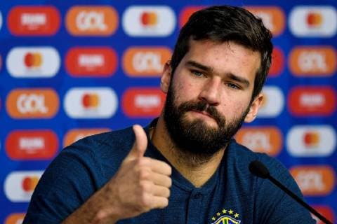 Brazil s national soccer team goalkeeper Alisson participates in a press conference, PK, Pressekonferenz at the Altetico Mineiro training center, in Belo Horizonte, Brazil, 01 July 2019. Brazil will face Argentina in a Copa America 2019 semifinal match tomorrow. Brazil s national soccer team press conference !ACHTUNG: NUR REDAKTIONELLE NUTZUNG!  Copyright: xYurixEdmundox COPAME2416 20190702-636976239444451994