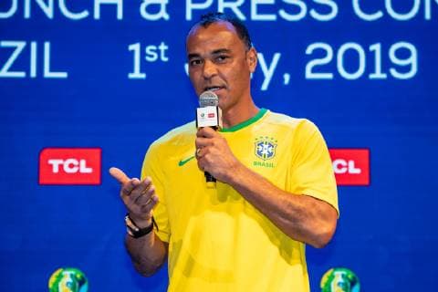 Former Brazilian football player Marcos Evangelista de Morais, known as Cafu, attends a press conference, PK, Pressekonferenz for upcomingConmebol Copa America Brazil 2019 in Sao Paulo, Brazil, 1 July 2019. Cafu preheats Conmebol Copa America Brazil 2019 in Sao Paulo  bjl11707150