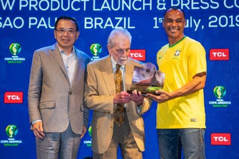 Former Brazilian football player Marcos Evangelista de Morais, known as Cafu, attends a press conference, PK, Pressekonferenz for upcomingConmebol Copa America Brazil 2019 in Sao Paulo, Brazil, 1 July 2019. Cafu preheats Conmebol Copa America Brazil 2019 in Sao Paulo  bjl11707142