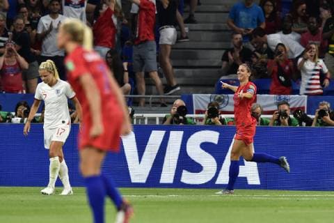 Joie de Alex Morgan (etats unis) et de ses coequipieres FOOTBALL : Angleterre vs Etats-Unis - Coupe du monde de Football Feminin 1 2 finale - 02 07 2019 FredericChambert Panoramic 