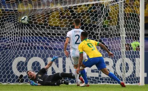 Brazil vs. Argentina BELO HORIZONTE, MG - 02.07.2019: BRAZIL VS. ARGENTINA - Gabriel jesus do Brasil celebrates his goal during a match between Brazil and Argentina, valid for the semi-final of Copa America 2019, held on Tuesday (02) at the Estádio do Mineirão in Belo Horizonte, MG. (Photo: Rodolfo Buhrer La Imagem Fotoarena) x1757454x  RodolfoxBuhrer
