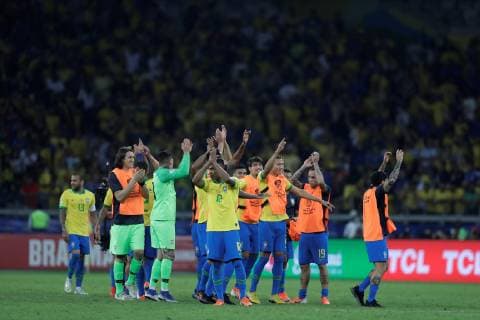 Brazilian players celebrate after the Copa America 2019 semi-finals soccer match between Brazil and Argentina, at Mineirao Stadium in Belo Horizonte, Brazil, 2 July 2019. Brazil vs. Argentina !ACHTUNG: NUR REDAKTIONELLE NUTZUNG!  Copyright: xFernandoxBizerrax SCA23244 20190703-636977259682327626