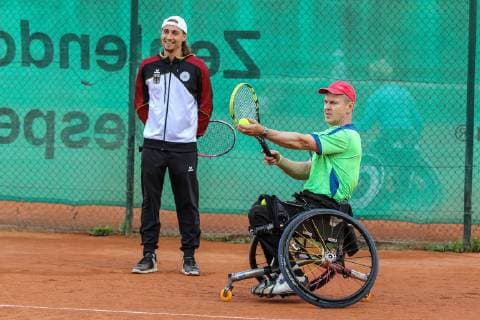 Niklas Höfken DTB speaker and Steffen Sommerfeld GER at training, 31 German Open Wheelchair Tennis 2019, ITF, Berlin, 03 06 2019,