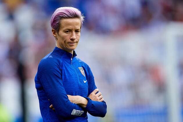 LYON, FRANCE - JULY 02: Megan Rapinoe of the USA looks down prior to the 2019 FIFA Women s World Cup France Semi Final match between England and USA at Stade de Lyon on July 2, 2019 in Lyon, France. (Photo by David Aliaga) WCS, WOM, SPO  Copyright: xDavidxAliaga