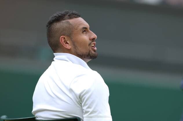 4th July 2019, The All England Lawn Tennis and Croquet Club, Wimbledon, England, Wimbledon Tennis Tournament, Day 4; Nick Kyrgios gets upset with line calls against Rafael Nadal and calls the umpire a disgrace  ActionPlus12150696 ShaunxBrooks