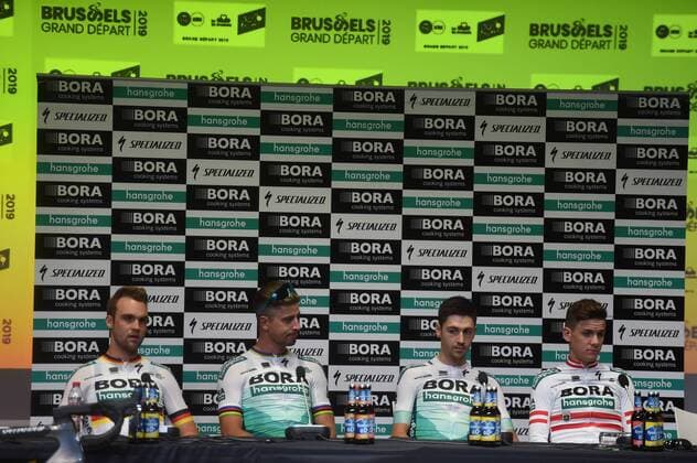 05-07-2019 Conferenze Stampa Vigilia 3 Tour De France 2019; 2019, Bora - Hansgrohe; Schachmann, Maximilian; Sagan, Peter; Buchmann, Emanuel; Konrad, Patrick; Bruxelles Expo; 