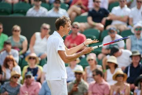 Daniil Medvedev of Russia during the men s singles third round match of the Wimbledon Lawn Tennis Championships against David Goffin of Belgium at the All England Lawn Tennis and Croquet Club in London, England on July 5, 2019.  (107417004)