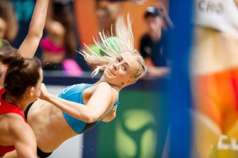 KRISTENSEN Line Gyldenloeve 3 during the Beach Handball EURO 2019 women s game Semifinal Croatia Denmark, Stare Jablonki, Poland, 06 07 2019, Mandatory Credit © Uros Hocevar kolektiff , Jablonki,  Copyright: UrosxHocevarx xkolektiffimages UrosxHocevar kolektiff EHFx cop103 spdk20190706-122138-L