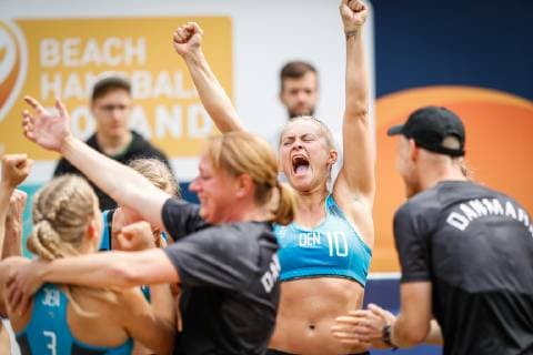 NIELSEN Kaja Kamp 10 during the Beach Handball EURO 2019 women s game Semifinal Croatia Denmark, Stare Jablonki, Poland, 06 07 2019, Mandatory Credit © Uros Hocevar kolektiff , Jablonki,  Copyright: UrosxHocevarx xkolektiffimages UrosxHocevar kolektiff EHFx cop103 spdk20190706-122151-L