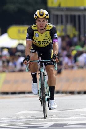 BRUSSELS, BELGIUM - JULY 6 : GROENEWEGEN Dylan (NED) of TEAM JUMBO - VISMA crosses the finish line dejected after stage 1 of the 106th edition of the 2019 Tour de France cycling race, a stage of 194.5 kms with start and finish in Brussels on July 06, 2019 in Brussels, Belgium, 6 07 2019 ( Motordriver Kenny Verfaillie - Photo by Nico Vereecken Photo News CYCLISME : Tour de France 2019 - Etape 01 - 06 07 2019 PHOTONEWS PANORAMIC 