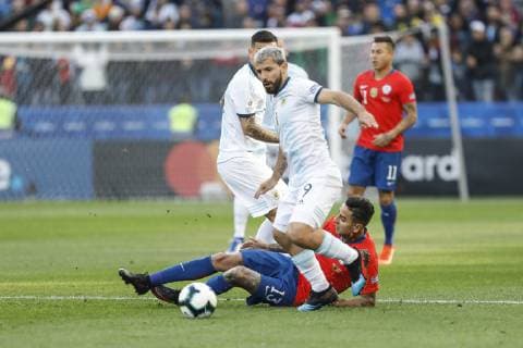 Argentina vs. Chile SÃO PAULO, SP - 06.07.2019: ARGENTINA VS. CHILE - Kun Aguero during a match between Argentina and Chile, valid for the third place match of Copa America 2019, held this Saturday (06) at the Corinthians Arena in São Paulo, SP. (Photo: Ricardo Moreira Fotoarena) x1759077x  RicardoxMoreira