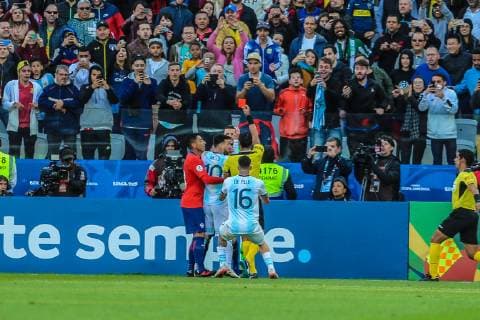 July 6, 2019 - Brazil - Messi in the Game of the match between Argentina X Chile valid for third place dispute of Copa America 2019, in the Arena Corinthians, in SoÂ£o Paulo, this Saturday (06). Photo: Copa America ARG X CHI - ZUMAb158 20190706_zap_b158_016 Copyright: xGeraldoxBubniakx