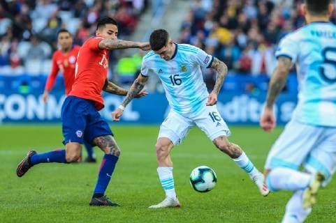July 6, 2019 - Brazil - Game of the match between Argentina X Chile valid for third place dispute of Copa America 2019, in the Arena Corinthians, in SoÂ£o Paulo, this Saturday (06). Photo: Copa America ARG X CHI - ZUMAb158 20190706_zap_b158_034 Copyright: xGeraldoxBubniakx