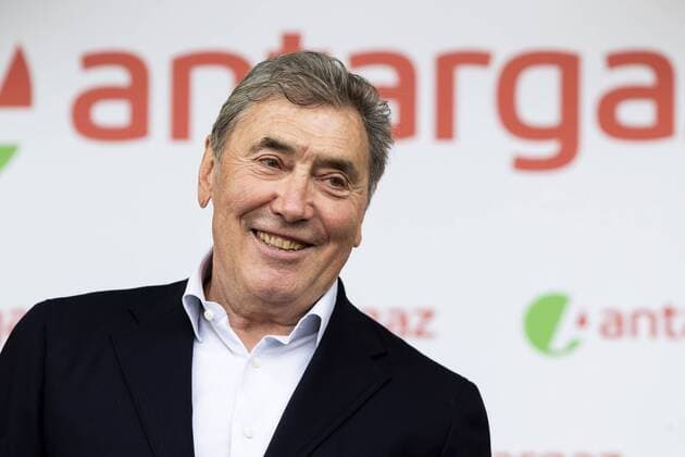 Former cyclist Eddy Merckx pictured on the podium after the first stage of the 106th edition of the Tour de France cycling race, 194,5km from and to Brussels, Belgium, Saturday 06 July 2019. This year s Tour de France starts in Brussels and takes place from July 6th to July 28th. KRISTOFxVANxACCOM  x05621136x