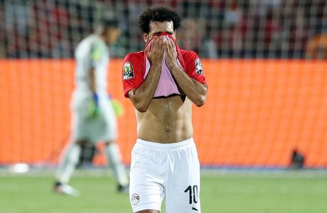 (190707) -- CAIRO, July 7, 2019 -- Mohamed Salah of Egypt reacts after the round of 16 match between Egypt and South Africa at the 2019 Africa Cup of Nations in Cairo, Egypt on July 6, 2019. Ahmed Gomaa) (SP)EGYPT-CAIRO-SOCCER-AFRICAN CUP OF NATIONS-ROUND OF 16-EGYPT VS SOUTH AFRICA AixHamaide¡¤gema 