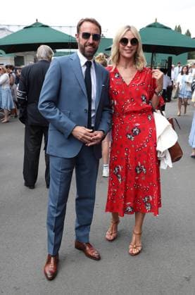 Gareth and Alison Southgate on Day Six at The Wimbledon Championships tennis, Wimbledon, London on July 6, 2019 