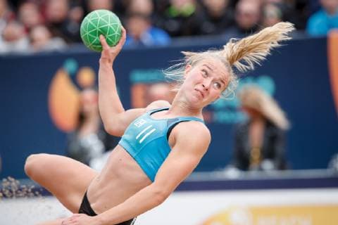 MOELLER Ann Cecilie Frühstück 11 during the Beach Handball EURO 2019 women s game gold medal match Denmark Hungary, Stare Jablonki, Poland, 07 07 2019, Mandatory Credit © Jozo Cabraja kolektiff , Jablonki,  Copyright: JozoxCabrajax xkolektiffimages UrosxHocevar kolektiff EHFx COP333 spdk20190707-172639-L