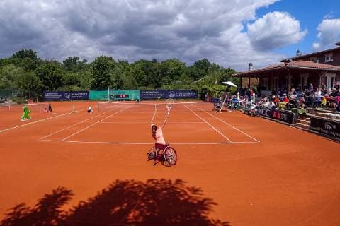 Final Women Single Angelica BERNAL COL 3 in front and Zhenzhen, ZHU CHN 5 behind , 31 German Open Wheelchair Tennis 2019, ITF, Berlin, 07 07 2019,
