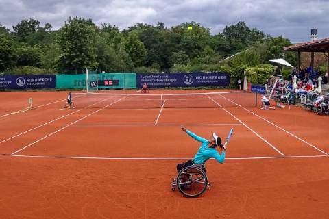 Final women single Angelica BERNAL COL 3 back and Zhenzhen, ZHU CHN 5 front , 31 German Open Wheelchair Tennis 2019, ITF, Berlin, 07 07 2019,