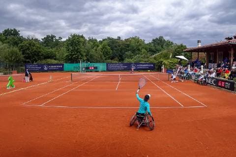 Final women single Angelica BERNAL COL 3 back and Zhenzhen, ZHU CHN 5 front , 31 German Open Wheelchair Tennis 2019, ITF, Berlin, 07 07 2019,