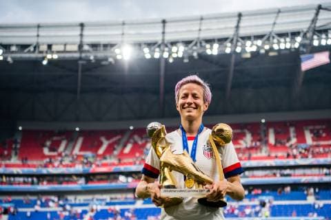 190707 Megan Rapinoe of USA celebrates after the FIFA Womens World Cup final between USA and Netherlands on July 7, 2019 in Lyon Photo Simon Hastegard Image Source Code SH 180105 bbeng soccer football soccer soccer lady women women france france world cup 2019 world championship fifa womens world championship world cup 2019 world cup usa netherlands netherlands final vm final cheers celebration,  Copyright: SIMONxHASTEGARD BB190707SH060