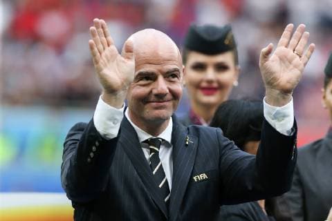 FIFA Chairman Gianni Infantino during the FIFA Women s World Cup match at Stade de Lyon, Lyon. Picture date: 7th July 2019. Picture credit should read: Jonathan Moscrop Sportimage EDITORIAL USE ONLY. No use with unauthorised audio, video, data, fixture lists, club league logos or live services. Online in-match use limited to 120 images, no video emulation. No use in betting, games or single club league player publications. SPI-0113-0037