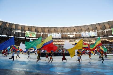 Sport Bilder des Tages Fußball, Copa America, Abschlußfeier A view of the closing ceremony before the Copa America 2019 final soccer match between Brazil and Peru, at Maracana Stadium in Rio de Janeiro, Brazil, 7 July 2019. Brazil vs. Peru !ACHTUNG: NUR REDAKTIONELLE NUTZUNG!  Copyright: xAntonioxLacerdax SCA2673 20190707-636981339622433381