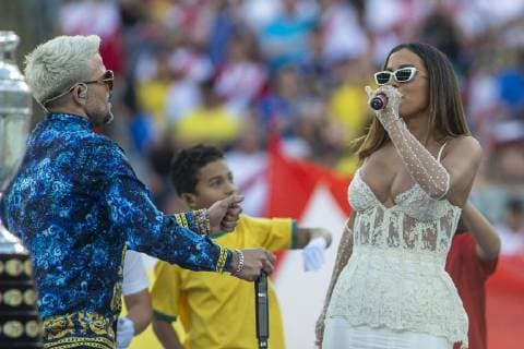 Fußball, Copa America, Abschlußfeier Brazil vs. Peru RIO DE JANEIRO, RJ - 07.07.2019: BRAZIL VS. PERU - Singer Anitta during a match between Brazil and Peru, valid for the Copa America 2019 final, held this Sunday (07) at the Maracanã Stadium in Rio de Janeiro, RJ. (Photo: Celso Pupo Fotoarena) x1759484x  CelsoxPupo