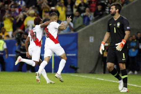 Futbol, Brasil vs Peru Copa America 2019 El jugador de la seleccion peruana Paolo Guerrero celebra su gol contra Brasil durante el partido pro la Final de la Copa America realizado en el estadio Maracana, de Rio de Janeiro, Brasil. 07 07 2019 Adalberto Marquesa Dia Esportivo Photosport Football, Brasil vs Peru Copa America Championship 2019 Peru s player Paolo Guerrero celebrates after scoring against Brasil during the Final Copa America held at the Maracana stadium, de Rio de Janeiro, Brasil. 07 07 2019 Adalberto Marquesa Dia Esportivo Photosport Brasil vs Peru , Copa America 2019 
