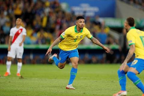 Brazil s Gabriel Jesus scores a goal during the Copa America 2019 final soccer match between Brazil and Peru, at Maracana Stadium in Rio de Janeiro, Brazil, 7 July 2019. Brazil vs. Peru !ACHTUNG: NUR REDAKTIONELLE NUTZUNG!  Copyright: xFernandoxMaiax SCA26193 20190707-636981381872246752