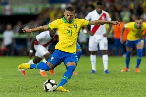 Brazil vs. Peru RIO DE JANEIRO, RJ - 07.07.2019: BRAZIL VS. PERU - Richarlison on penalty kick during a match between Brazil and Peru, valid for the Copa America 2019 final, held this Sunday (07) at the Maracanã Stadium in Rio de Janeiro, RJ. (Photo: Celso Pupo Fotoarena) x1759653x  CelsoxPupo