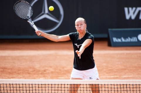 190708 Johanna Larsson, Sweden warms up during day 1 of Swedish open on July 8, 2019 in Bastad,  Copyright: EMILxLANGVAD BB190708BB053
