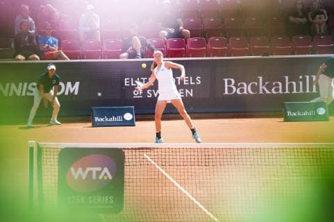 190708 Johanna Larsson, Sweden, during a match in tennis during day 1 of Swedish open on July 8, 2019 in Bastad,  Copyright: EMILxLANGVAD BB190708BB194