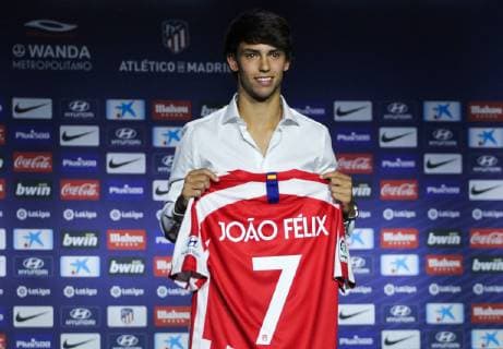 Sport Bilder des Tages July 8, 2019 - Madrid, Madrid, Spain - Joao Felix during his presentation as new player of Atletico del Madrid at Wanda Metropolitano Stadium in Madrid, Spain, on July 08, 2019. Soccer: Atletico de Madrid - Joao Felix presentation - ZUMAa181 20190708_zaa_a181_045 Copyright: xAFP7x