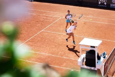 190708 Lara Arruabarrena, Spain, and Johanna Larsson, Sweden, during a match in tennis during day 1 of Swedish open on July 8, 2019 in Bastad,  Copyright: EMILxLANGVAD BB190708BB293