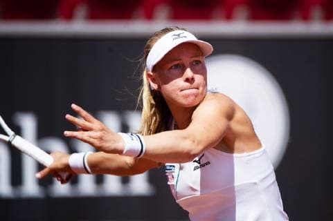 190708 Johanna Larsson, Sweden, during a match in tennis during day 1 of Swedish open on July 8, 2019 in Bastad,  Copyright: EMILxLANGVAD BB190708BB297