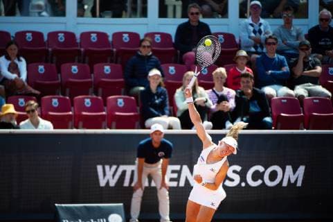 190708 Johanna Larsson, Sweden, during a match in tennis during day 1 of Swedish open on July 8, 2019 in Bastad,  Copyright: EMILxLANGVAD BB190708BB299