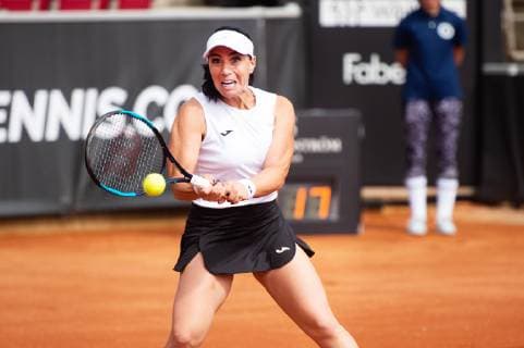 190708 Ekaterine Gorgodze, Georgia, during a match in tennis during day 1 of Swedish open on July 8, 2019 in Bastad,  Copyright: EMILxLANGVAD BB190708BB347