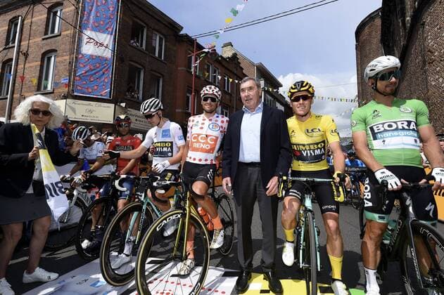 MERCKX EDDY , TEUNISSEN Mike (NED) of TEAM JUMBO - VISMA, VAN AVERMAET Greg (BEL) of CCC TEAM, SAGAN Peter (SVK) of BORA - HANSGROHE, VAN AERT Wout (BEL) of TEAM JUMBO - VISMA, NIBALI Vincenzo (ITA) of BAHRAIN - MERIDA CYCLISME : Tour de France 2019 - Etape 3 - Binche to Epernay - 08 07 2019 PhotoNews Panoramic 