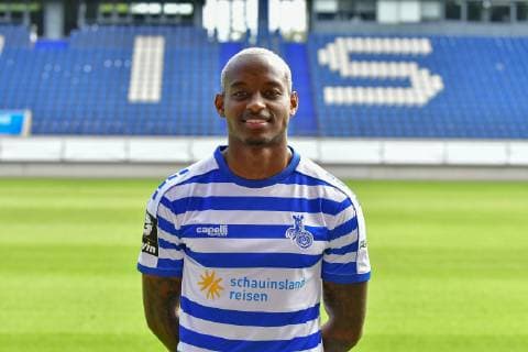 GER, official photo opportunity portrait opportunity portrait opportunity MSV Duisburg player Leroy Jacques Mickels MSV Duisburg 3 Liga DFB, portrait opportunity 2019 2020 landscape, landscape format nph Mauelshagen nph00321