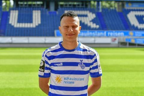 GER, official photo date portrait date portrait date MSV Duisburg player Cem Sabanci MSV Duisburg 3 League DFB, portrait date 2019 2020 landscape, landscape format nph Mauelshagen nph00321