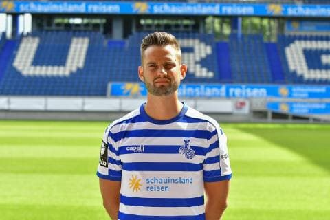 GER, official photo opportunity portrait opportunity portrait opportunity MSV Duisburg player Tim Abutat MSV Duisburg 3 Liga DFB, portrait opportunity 2019 2020 landscape, landscape format nph Mauelshagen nph00321