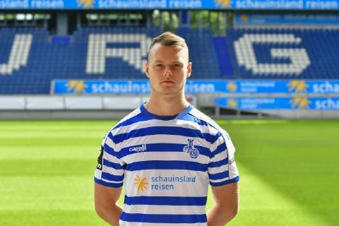 GER, official photo session portrait session portrait session MSV Duisburg player Vincent Gembalies MSV Duisburg 3 League DFB, portrait session 2019 2020 landscape, landscape format nph Mauelshagen nph00321