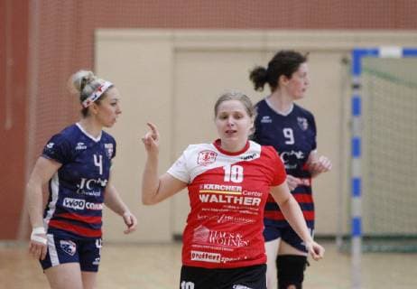 Germany Hattersheim 09 07 2019 Handball Hessen Test match womens season 2018 2019 TSG Eddersheim red USA black v l Julia Krämer Eddersheim Sport TSG Eddersheim USA