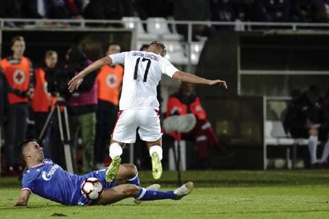 MARIAMPOL 09.07.2019 PIERWSZY MECZ I RUNDA ELIMINACYJNA LIGA MISTRZOW SEZON 2019 20: FK SUDUVA MARIJAMPOLE - FK CRVENA ZVEZDA BELGRAD 0:0 --- UEFA CHAMPIONS LEAGUE FIRST QUALIFYING ROUND FIRST MATCH: SUDUVA MARIJAMPOLE - CRVENA ZVEZDA BELGRADE 0:0 MARKO GOBELJIC GIEDRIUS MATULEVICIUS FOT. PIOTR KUCZA FOTOPYK NEWSPIX.PL --- Newspix.pl  190709PYK0014